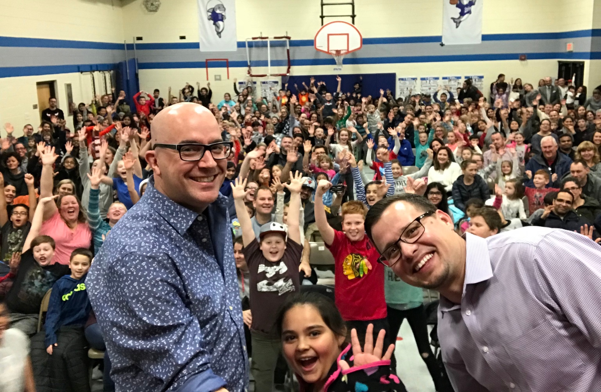 A packed house, and the perfect moment for your principal or PTA to say thanks, or mention what's next.