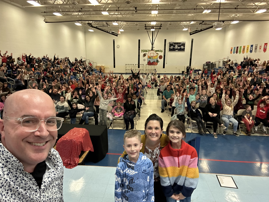 Principal selfie with Family Night crowd