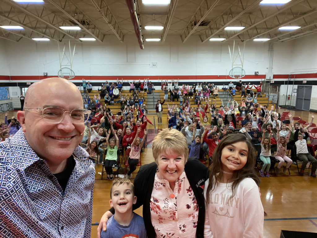 Principal selfie with Family Night crowd