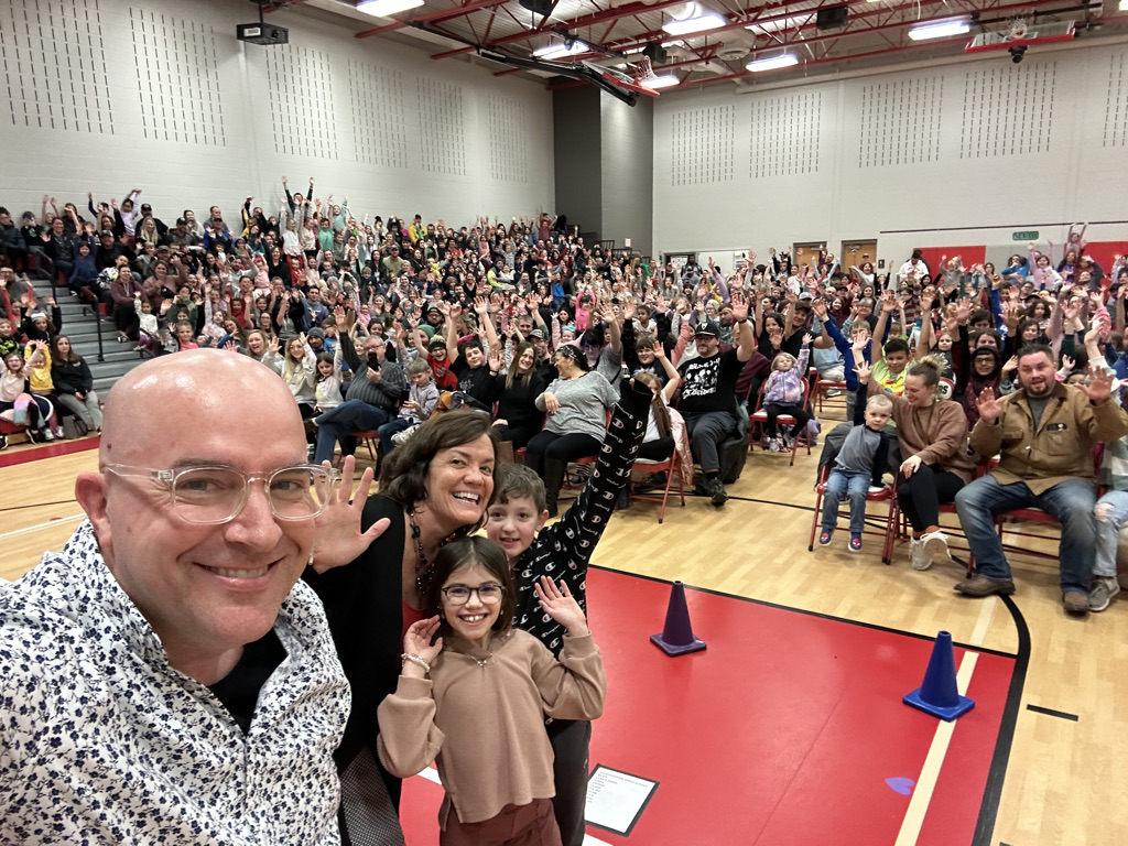 Principal selfie with Family Night crowd