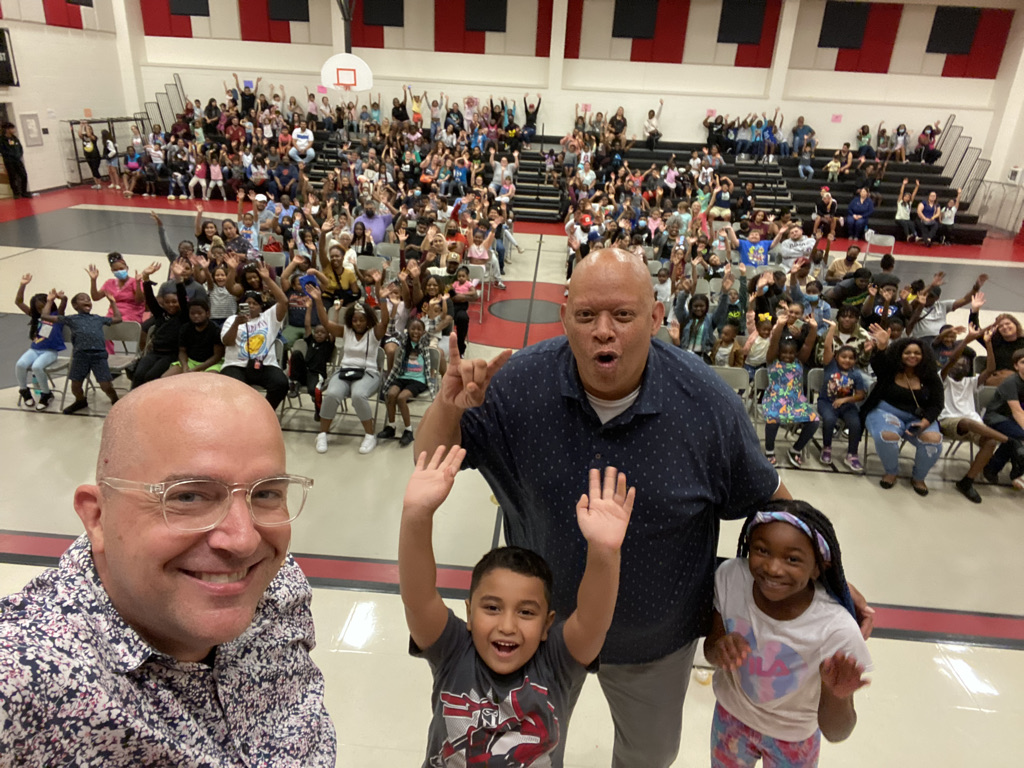 Principal selfie with Family Night crowd