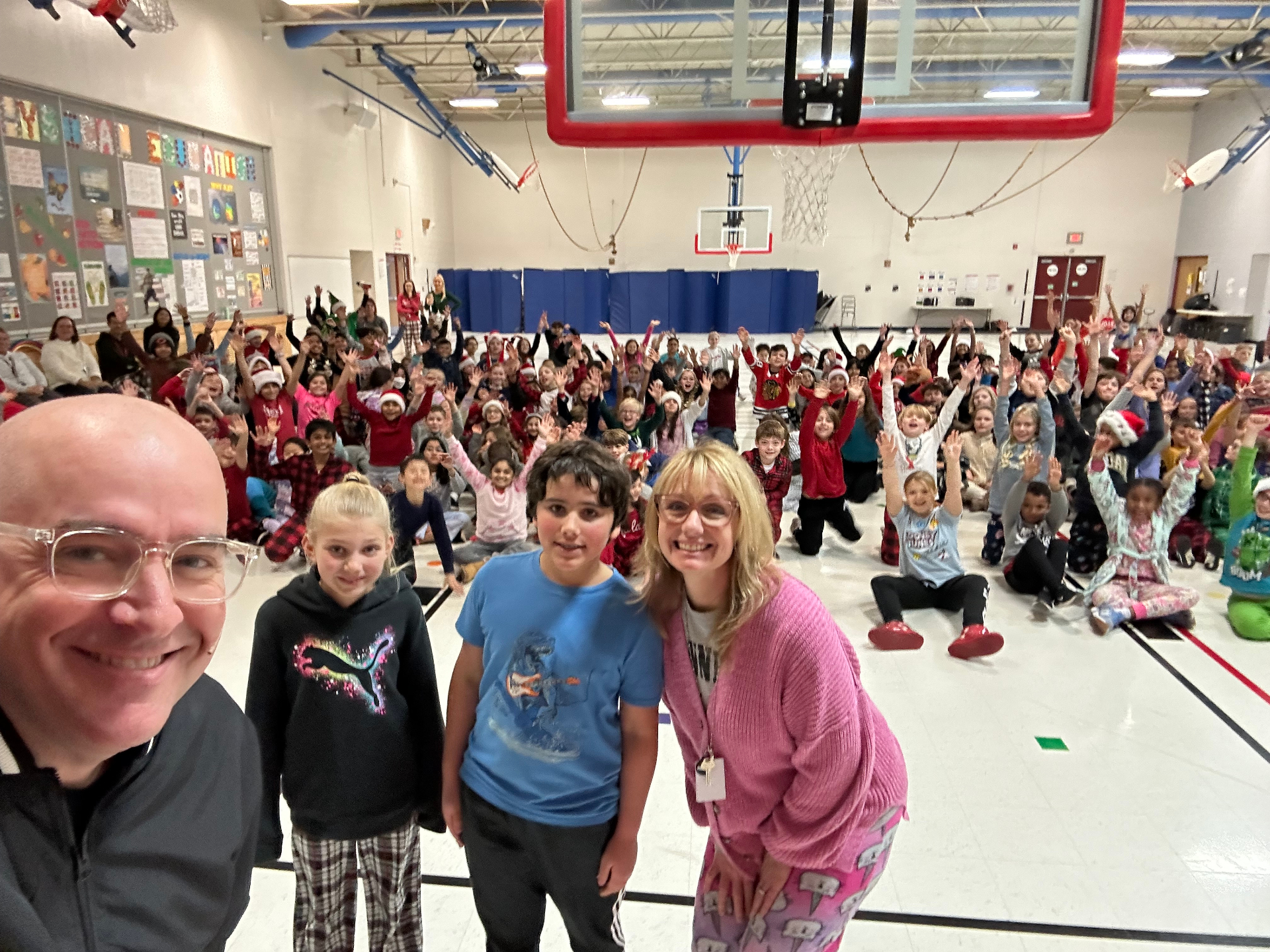 Another group photo after a Pro-Kids Show visit to River Woods Elementary