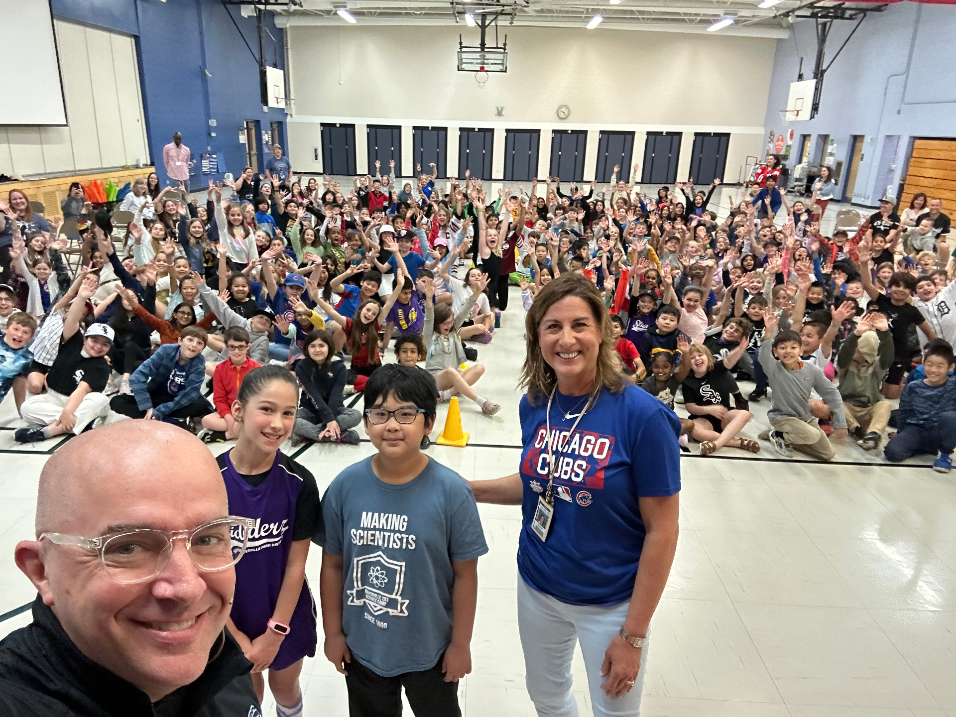 Students and staff after a Pro-Kids Show assembly at Ranch View Elementary