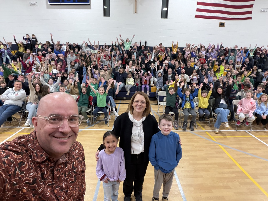 Principal selfie with Family Night crowd