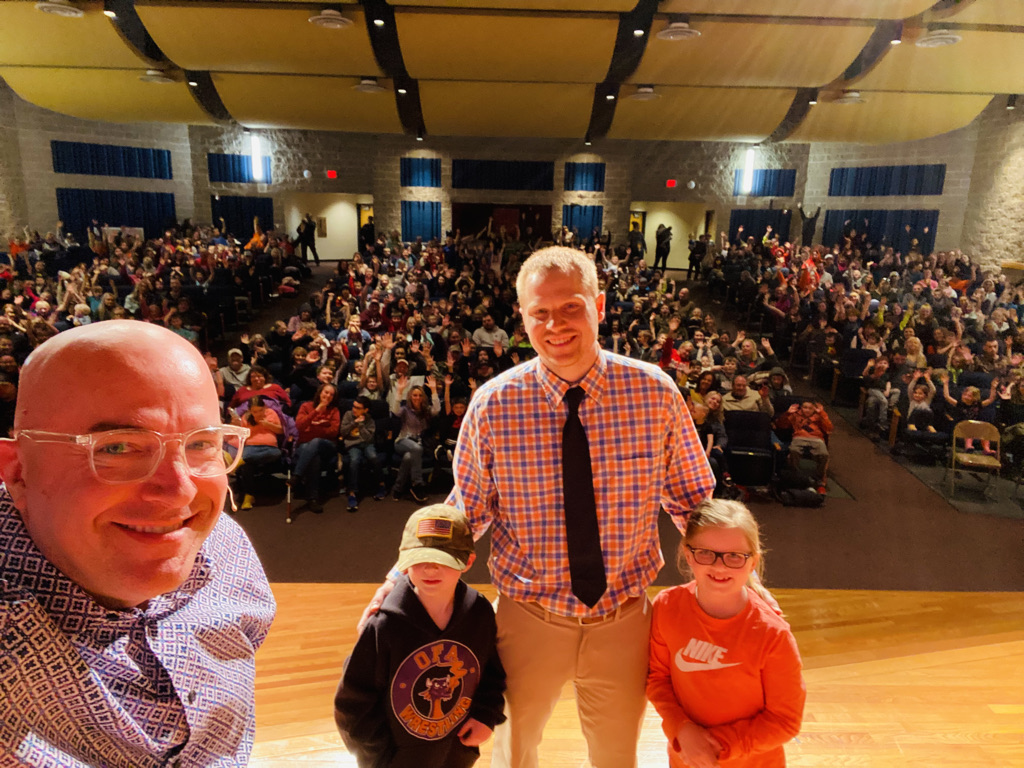 Principal selfie with Family Night crowd