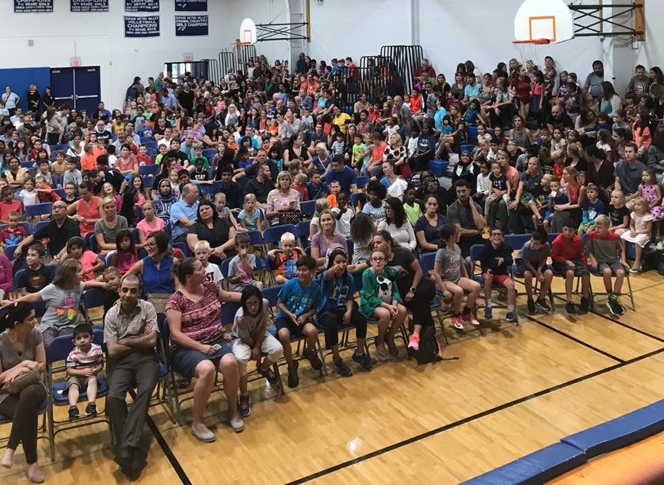 Huge Family Night crowd filling the gym