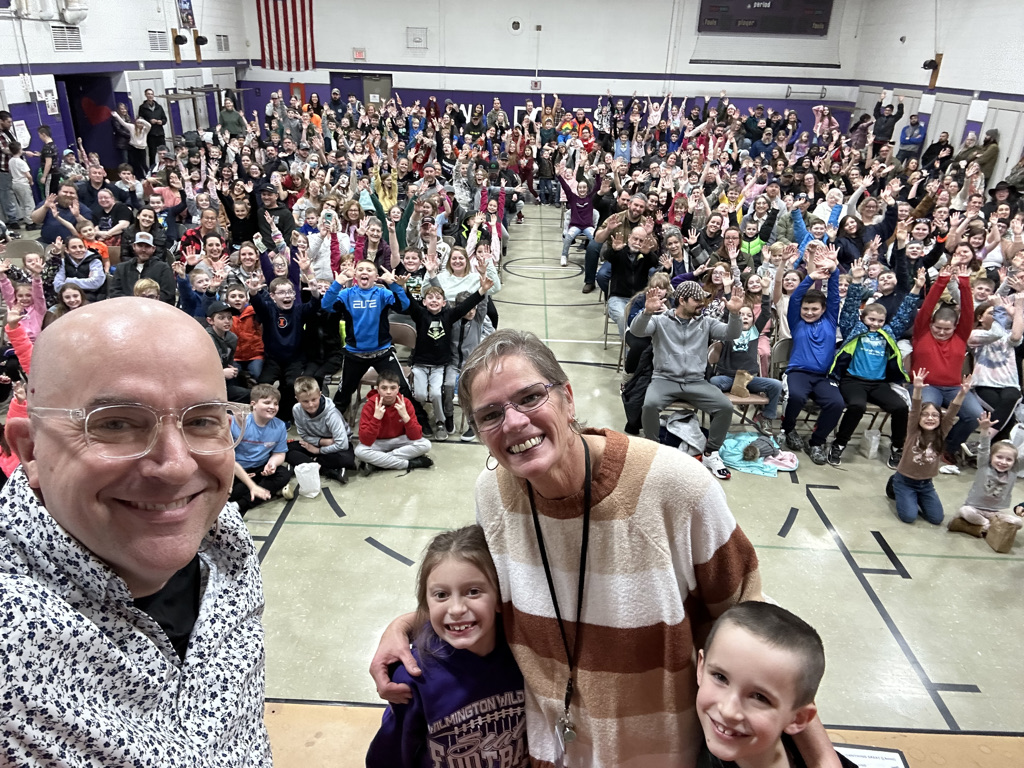 Principal selfie with Family Night crowd